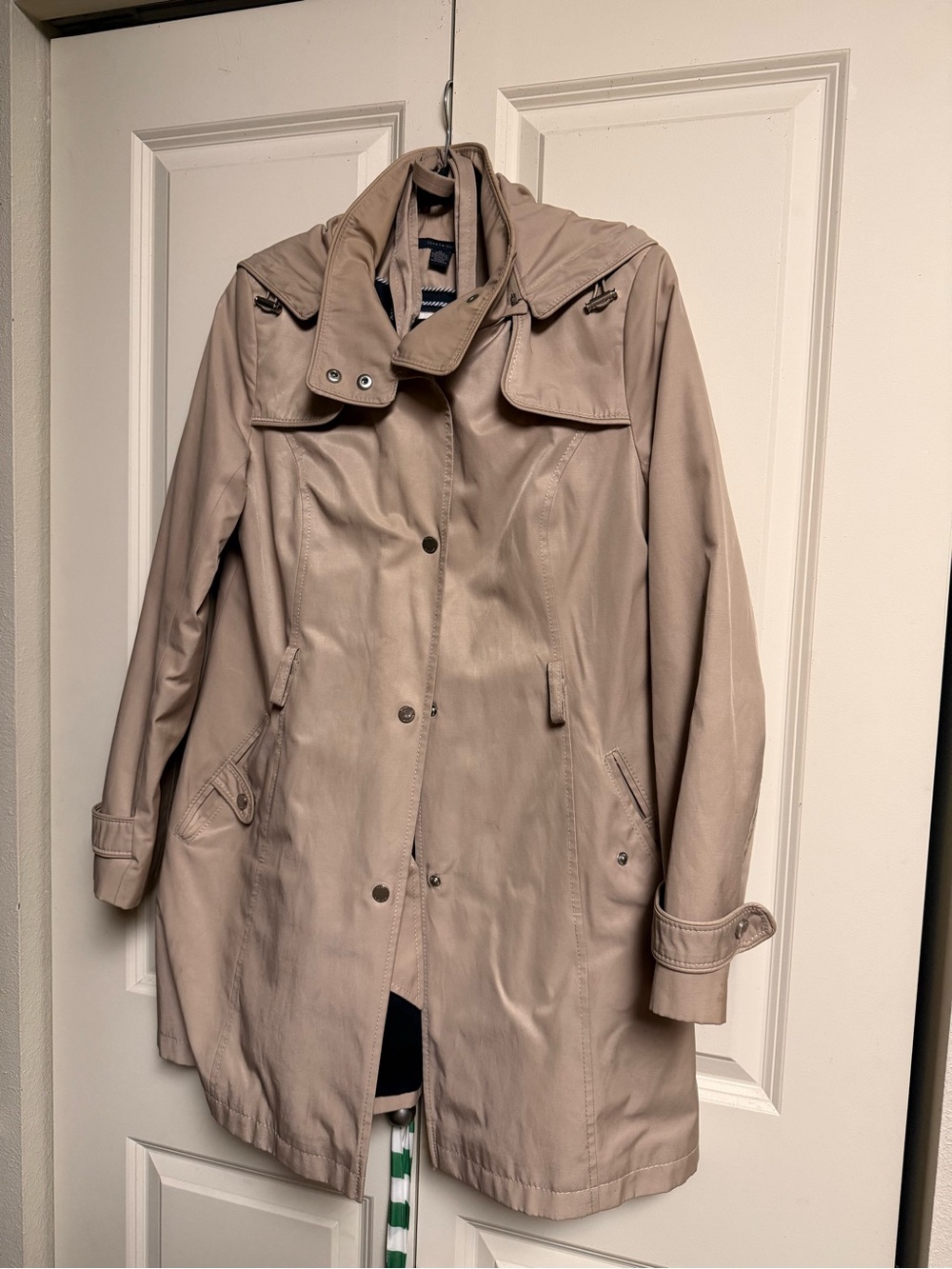 Tommy Hilfiger Taupe Hooded Trench Coat